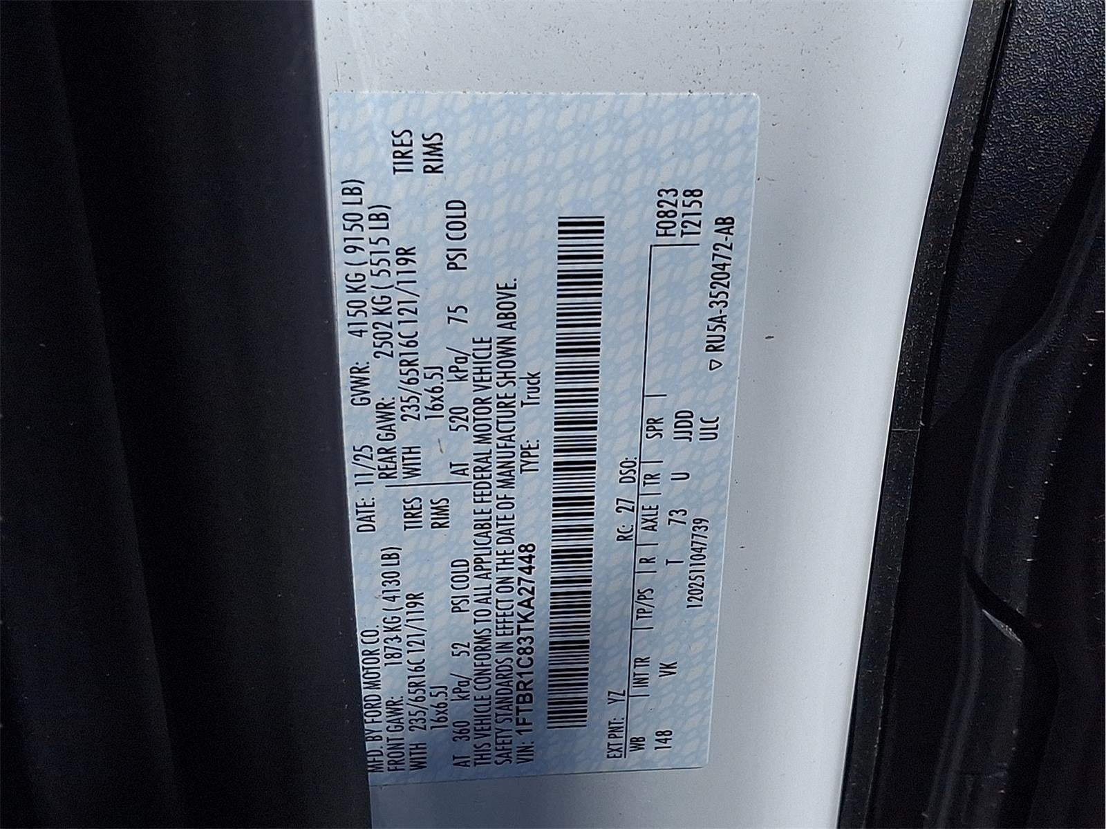 2026 Ford Transit Cargo Van T-250 148" Med Rf 9150 GVWR RWD