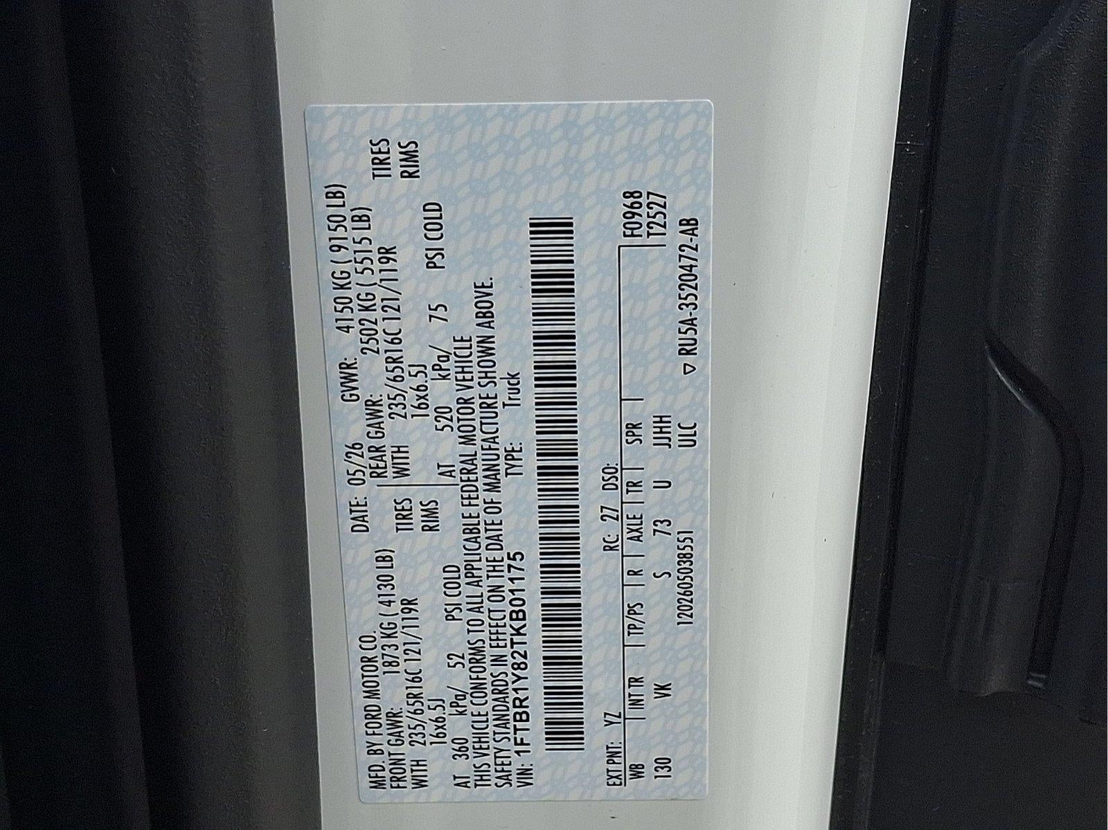 2026 Ford Transit Cargo Van T-250 130" Low Rf 9150 GVWR RWD
