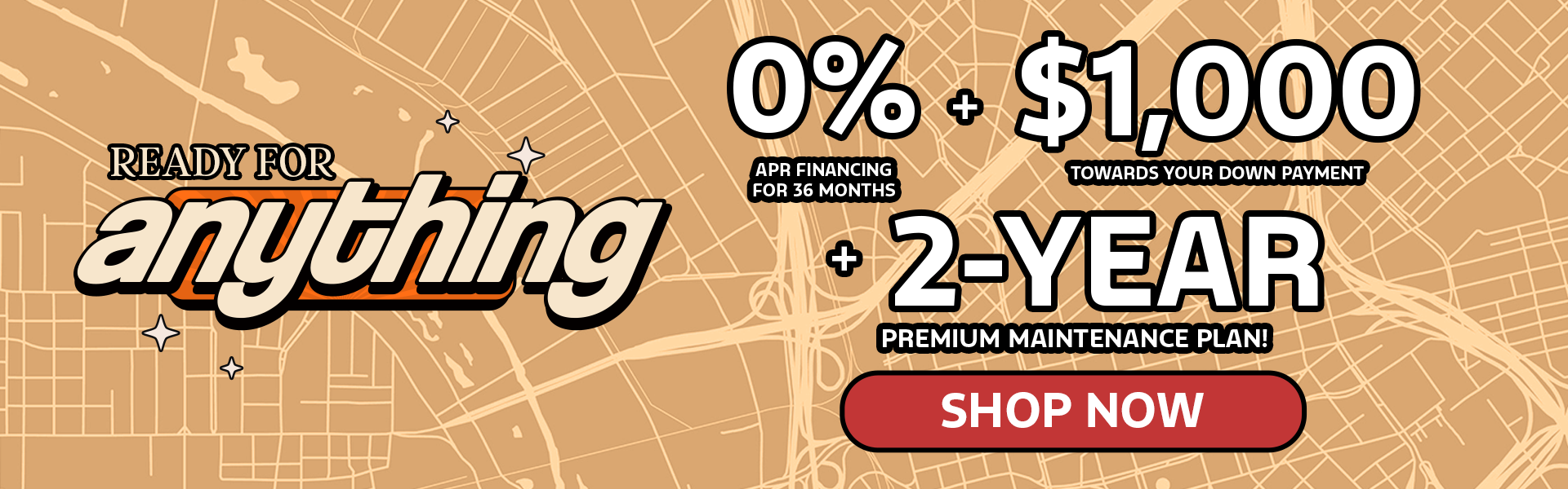 0% APR for 36 Months + $1,000 Towards Your Down Payment!