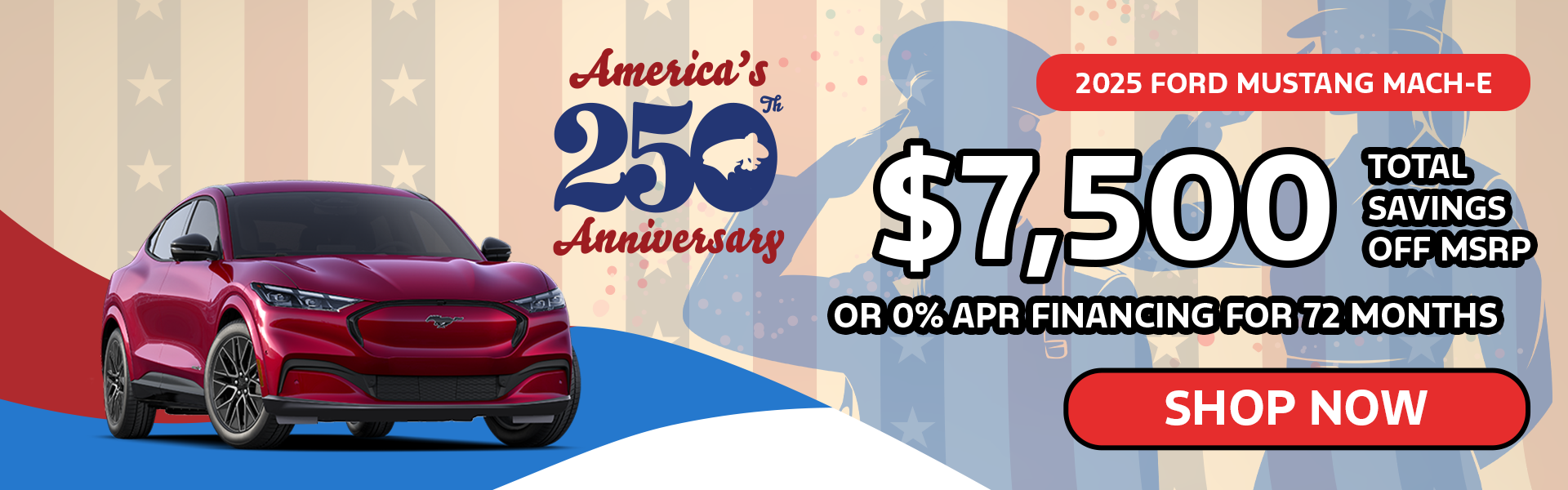 0% APR/72 Mo. OR $7,500 off MSRP | 2025 Ford Mustang Mach-E